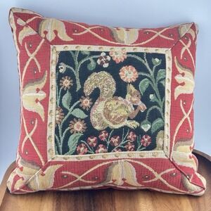 decorative TAPESTRY SQUIRREL pillow 9" X‎ 9" RENAISSANCE by WOVEN ART New York